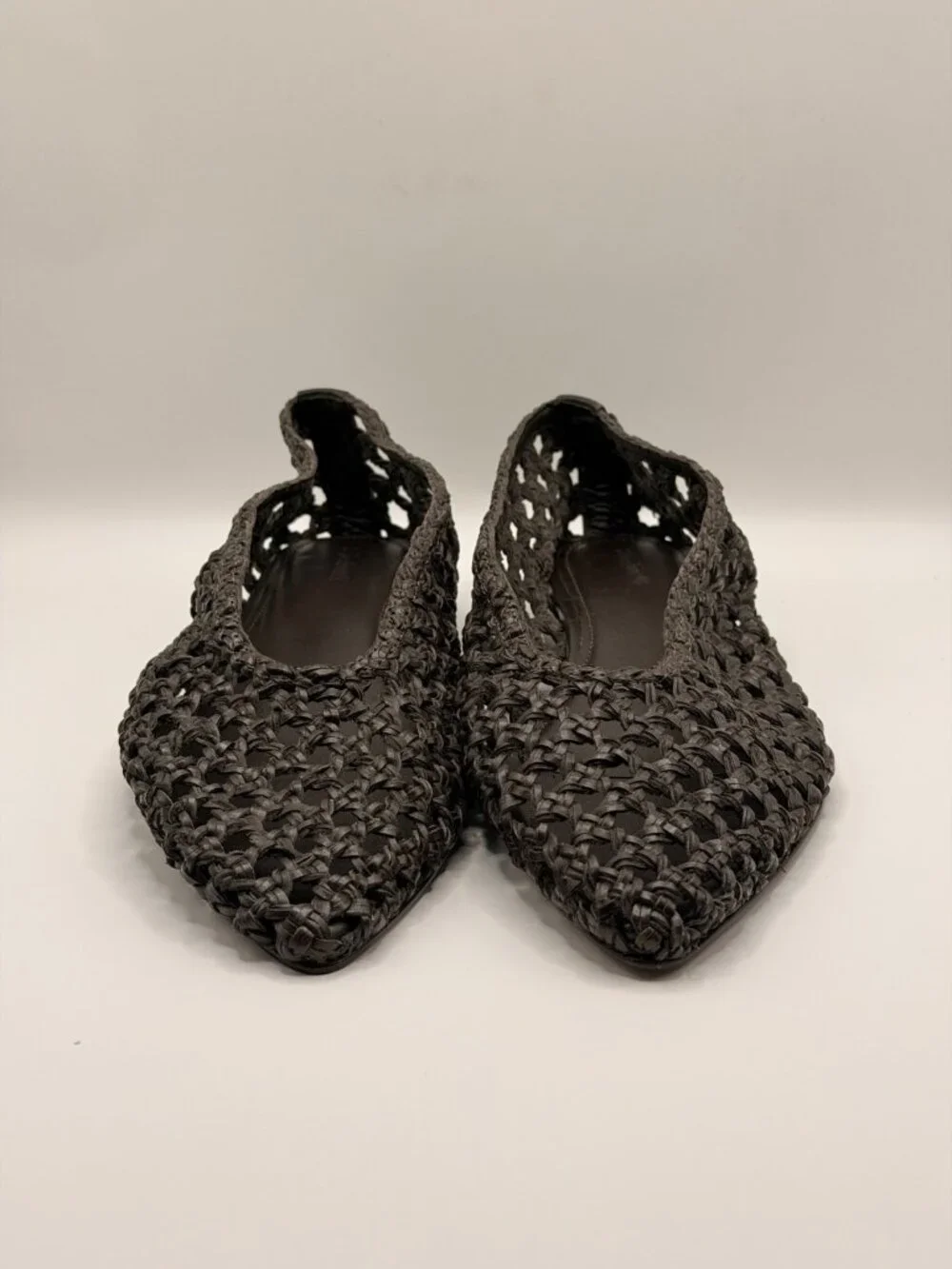 Madewell Womens The Ruth Ballet Flat in Woven Brown  Dark Carob Leather Sz 10
